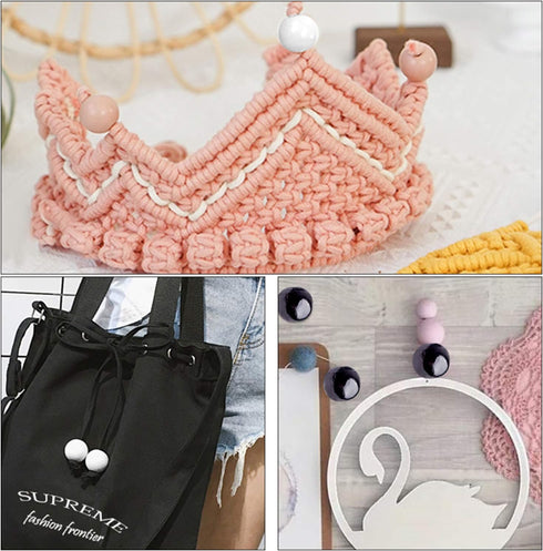 Aylifu Round Wood Beads, 50pcs 25mm Natural Round Wooden Beads Small Hole Wood Loose Beads Smooth Painted Spacer Loose Beading Supplies for Neckla...