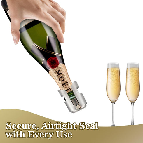 I-MART Pack of 6 Stainless Steel Champagne Stoppers, Prosecco, Sparkling Wine Bottle Stopper, Cork...