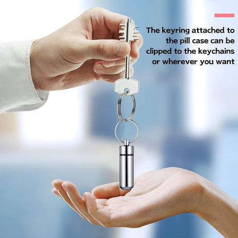 12 Pieces Portable Pill Case First Aid Pill Container Mini Pill Container Waterproof Aluminum Keychain Pill Case Keychain for Medications, Vitamin...