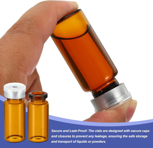 PATIKIL 10ml Sample Vials, 8 Pack Lab Empty Vials with Butyl Rubber Stopper and Crimp Top Caps Borosilicate Glass Vial, Amber...