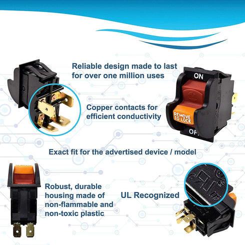 HQRP On-Off Toggle Switch Works with Dewalt, Rockwell, Hitachi, Reliant, Performax, Dayton, Jet, Craftsman OR90037 OR9OO37 0R90037 Power Tools Pla...