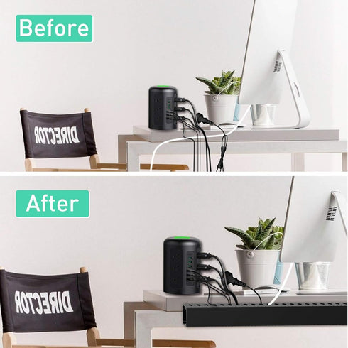 Updated Cable Raceway Kit - 31 (2X15.4) Inch Open Slot Wire Covers for Cords, Under Desk Cable Management System to Hide under Desk/Tv/Computer/Ne...