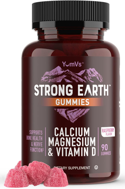 Strong Earth - Calcium, Magnesium, Vitamin D3 Gummies (90 Count) | Vitamin Gummies for Women, Men & Kids - Calcium Supplement for Strong Bone Heal...
