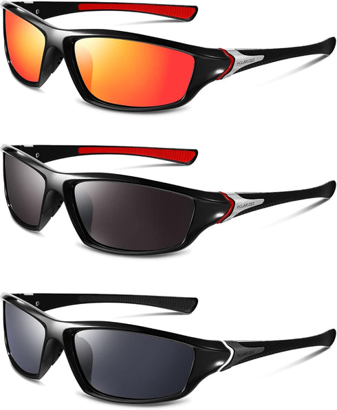 TOODOO 3 Pairs Sport Polarized Sunglasses for Cycling Driving Fishing TAC Lens Sunglasses for Men Women Youth Baseball Running Golf Motorcycle...