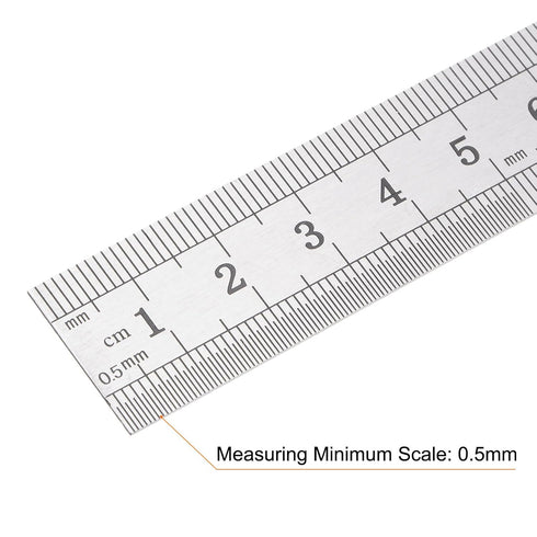 2pcs Stainless Steel Ruler 15cm/6" Length x 1/36" Thick x 3/4" Wide Inch and Metric Straight Edge Measuring Tools for Woodworking Painting Craft, ...