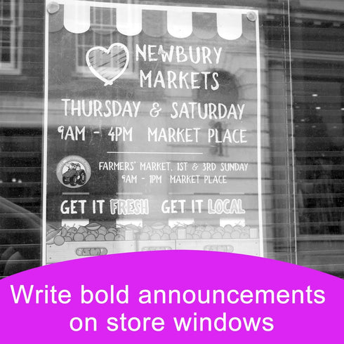 5 Pack Washable Window Markers for Cars, 15mm White Jumbo Liquid Chalk Markers, 3 in 1 Nib, Metallic & Neon Paint Glass Pen for Auto, Chalkboard, ...