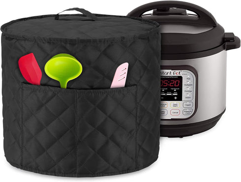 Luxja Dust Cover Compatible with 8 Quart Instant Pot, Cloth Cover with Pockets Fits Instant Pot (8 Quart) and Extra Accessories, Black Quilted Fab...