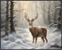 Posterizer 1 pcs-majestic deer in snowy winter scene-oil painting style-6-Art for Animal Lovers-Landscape & Nature Art-Decor for Home & Office- un...