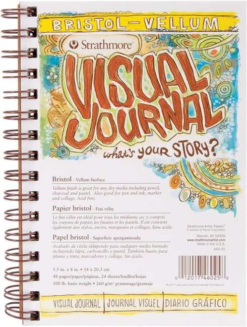 Strathmore 300 Series Visual Bristol Journal, 5.5"x8" Vellum, Wire Bound, 24 Sheets...