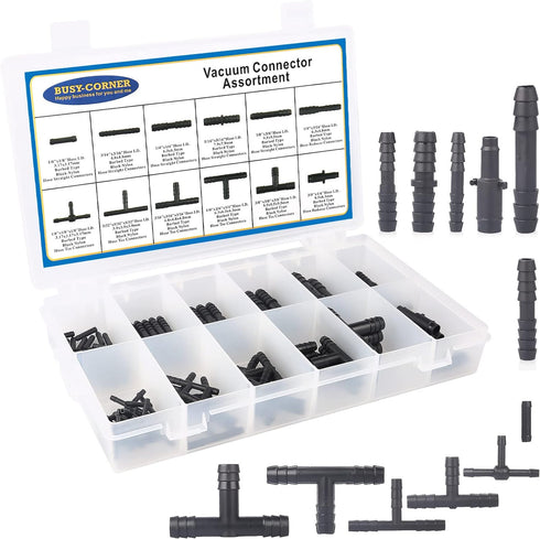 Vacuum Connector Assortment Heat Resistance 240??460??Automotive Vacuum Tubing Connector Vacuum Tee Connector Assortment Kit Nylon 113 Pieces BUSY...