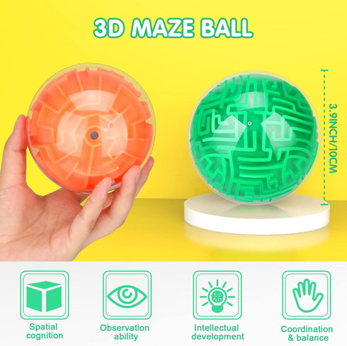 2 Pieces Maze Ball 3D Maze Puzzle Brain Teasers Games Gravity 3D Maze Ball 4 Inches Puzzle Toy Maze Puzzle Cube Ball Sphere Educational Toys for S...