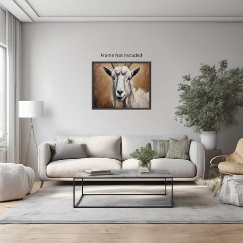 Posterizer 1 pcs- White goat with a brown background-Art for Animal Lovers-Landscape & Nature Art- Gift for Men Women Entrepreneur Teens-Decor for...