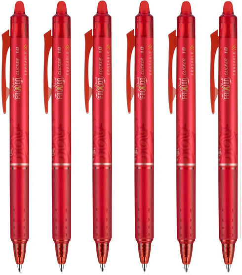 Pilot FriXion Clicker pen 1.0mm, Erasable Gel Pens, Bold Point, Red Ink, 6 pack...