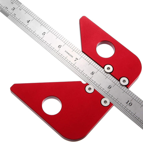 Aluminum Alloy Square Center Scribe Center Finder Line Gauge Carpenter Ruler Woodworking Center Measuring Tool with Detachable Ruler...