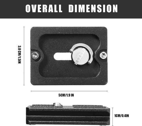 2 Pieces Metal Quick Release Plate with 1/4''-20 Camera Screw Tripod Mount Plate Fits Standard for DSLR Camera Tripod Ball Head, Black (PU50)...