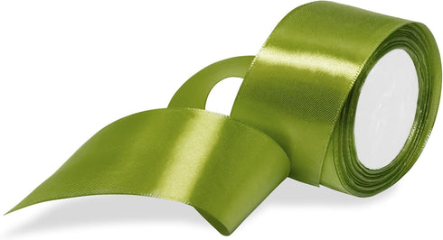 2 inch Moss Green Ribbon Double Face Satin Ribbon for Crafts Gift Bows Bouquet Gift Wrapping Wedding Decoration Floral Arrangement 2" x 25 Yards D...
