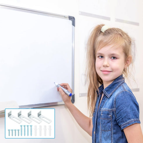 PATIKIL Whiteboard Mounting Hardware, 20 Set White Board Wall Hanger Installation Support Fastener L Shape Mount Bracket Board for Office Classroo...