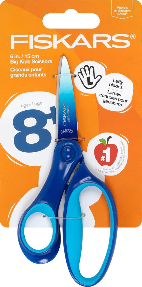 Fiskars Big Kids For Ages 8+ Ombre 6" Left-handed Scissors, Blue-Turquoise...