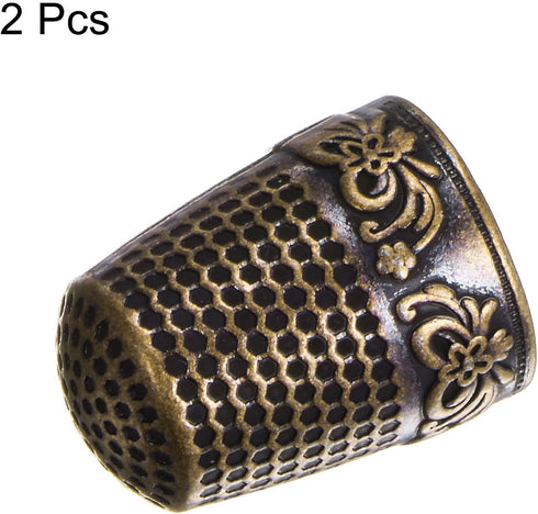 HARFINGTON 2pcs Sewing Thimble Copper Sewing Thimble Finger Protector Finger Shield Fingertip Quilting Craft Embroidery Accessories DIY Hand Worki...