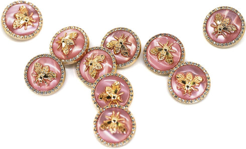 20 pcs Pink Resin Electroplated Bee Metal Shank Sewing Coat Buttons -25mm -1"...