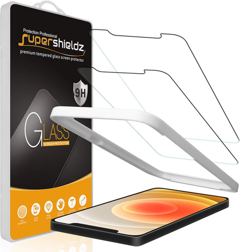 Supershieldz (2 Pack) Designed for iPhone 12 and iPhone 12 Pro (6.1 inch) Tempered Glass Screen Protector with (Easy Installation Tray) Anti Scrat...