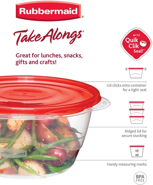 Rubbermaid TakeAlongs Square Food Storage Containers, 2.9 Cup, Tint Chili, 2 Count...