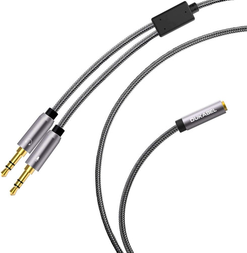 DUKABEL Long Headset Splitter Cable (4ft/1.2m), 3-Pole TRS Microphone(Male) & Audio(Male) to Single 4-Pole TRRS (Famle) Jack Headphone Adapter/Cry...