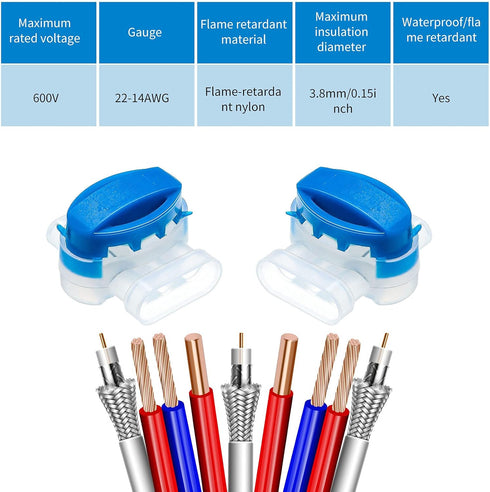 3 Way Wire Connectors Locks Wire Connectors Electrical IDC 314-box Wire Connectors Self-Stripping Pigtail Connectors for 22-14 AWG Cables Robotic ...