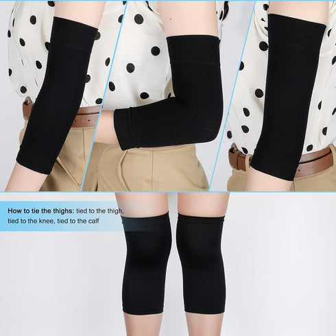 4 Pairs Slimming Arm Shaper and Thigh Slimmers Set, Elastic Compression Arm Shapers Upper Arm Sleeve Slimming Thigh Sleeves Thigh Wraps Slim for W...