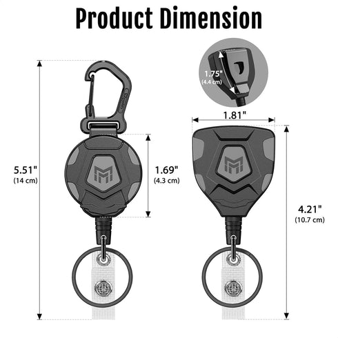 MNGARISTA Heavy Duty Retractable Keychain, Belt Clip Ver. & Carabiner Ver., 8 oz Retraction, 31.5" Steel Rope, Tactical ID Badge Reel with Key Cha...