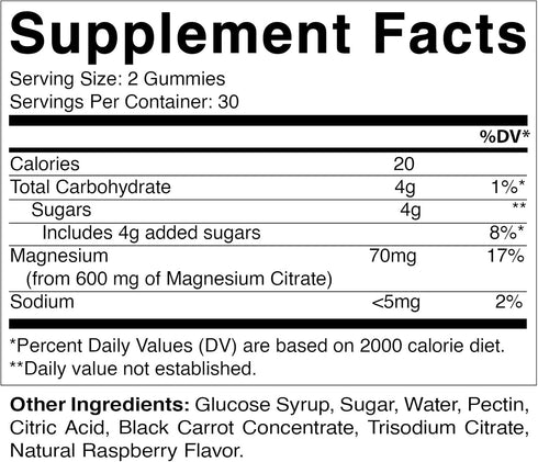Vitamatic Magnesium Citrate Gummies 600mg per Serving - 60 Vegan Gummies - Promotes Healthy Relaxation, Muscle, Bone, & Energy Support (60 Gummies...