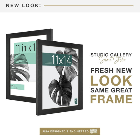 MCS Studio Gallery 11x14 Picture Frame Black Woodgrain, Rectangle Photo Frame for Photos, Posters & Art Prints (1-Pack)...