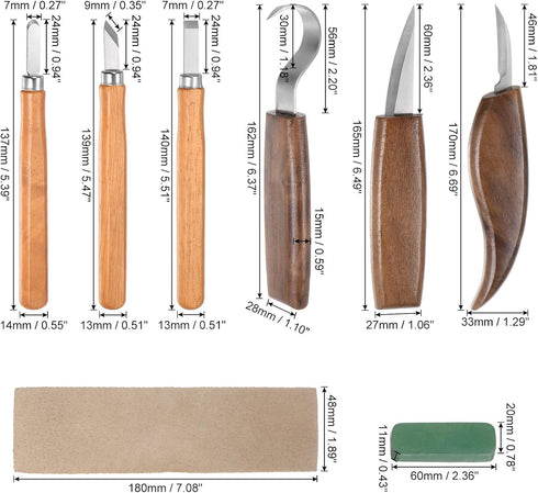 Wood Carving Tools 10in1 Set Whittling Knife, Detail Knife, Hand Carving Woodworking Tool with Roll Bag for Engraver, Carpenter and Beginners...