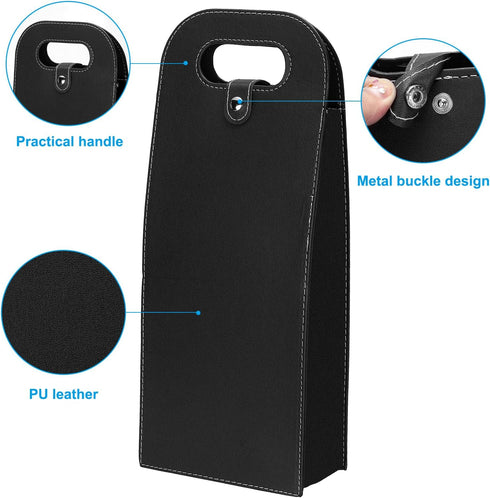 PATIKIL 2 Bottle Wine Gift Bag, Wine Bag Reusable Leather Wine Tote Carrier for Wine Bottles Portable Champagne Gift Bags for Picnic Party Wedding...