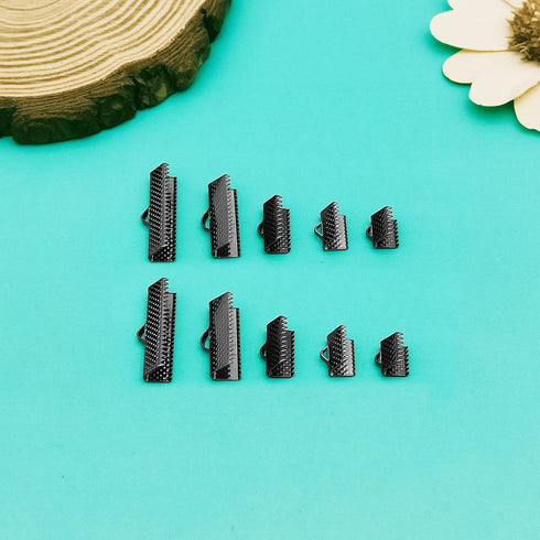 150pcs Pinch Crimp Ends for Jewelry Making,Ribbon Clamp End Bracelet Clamps Crimp Ends Leather Fastener Clasps for DIY Choker Anklets Crafts (Gun ...