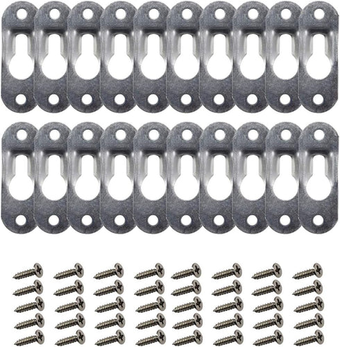 AUEAR, Metal Keyhole Hanger Picture Frame Mirror Cabinet Hanging Fasteners Hardware Flush Wall with Mount Hardware Screws (20 Pack, Silver)...
