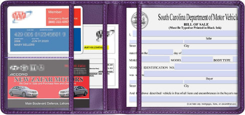 Wisdompro Small Car Registration and Insurance Documents Holder - Premium PU Leather Vehicle Glove Box Paperwork Wallet Case Organizer for ID, Dri...