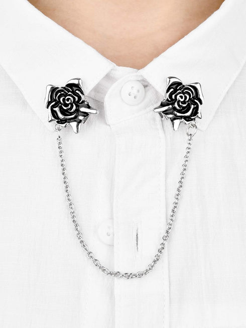 Gejoy 2 Pieces Rose Sweater Shawl Clips Cardigan Flowers Collar Dresses Clip with Chain for Women Girls (style Set 2)...