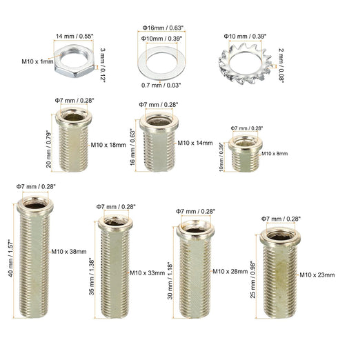 PATIKIL M10 Round Head Hollow Screw Bolts, 4 in 1 / 140Pieces Through Hole Bolt Chandelier Fasteners with Round Head Nut and Gasket...
