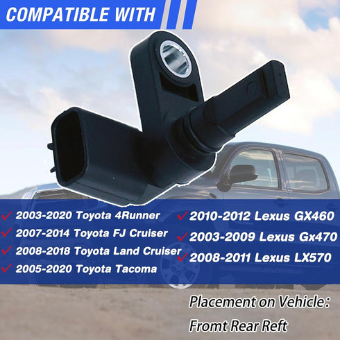 ABS Wheel Speed Sensor Front Rear Left Right Compatible with 2005-2020 Toyota Tacoma 2003-2020 4Runner 2007-2014 FJ Cruiser 2008-2020 Land Cruiser...