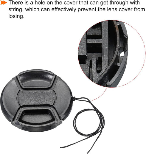 PATIKIL Camera Lens Cap, 4 Pack Center Pinch Front Lens Cover with Cap String/Microfiber Cleaning Cloth for 82mm Thread Universal DSLR Lenses for ...
