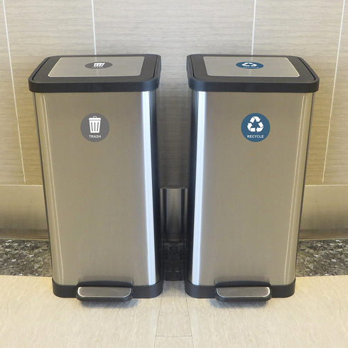 Wisdompro Recycle Sticker for Trash Can, 8 Pack of 3 inch Round Self Adhesive Trash and Recycling Stickers for Trash Bins, Garbage Containers, Ind...