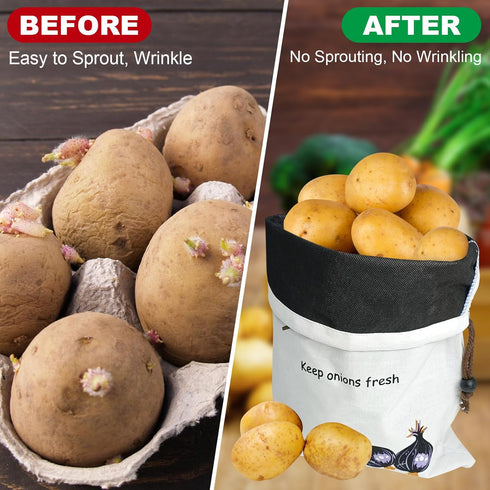 Potato & Onion Sprout-Free Vegetable Storage Bags - White...