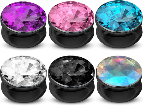 6 Pieces Plastic Disco Crystal Phone Grip Collapsible Crystal Phone Grip Holder Adhesive Foldable Expanding Finger Stand Holder Kickstand Grip for...