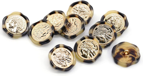 20 pcs Metal Stamping Retro Wax Seal Pattern Resin Layer Sewing Shank Coat Buttons -25mm -1"...