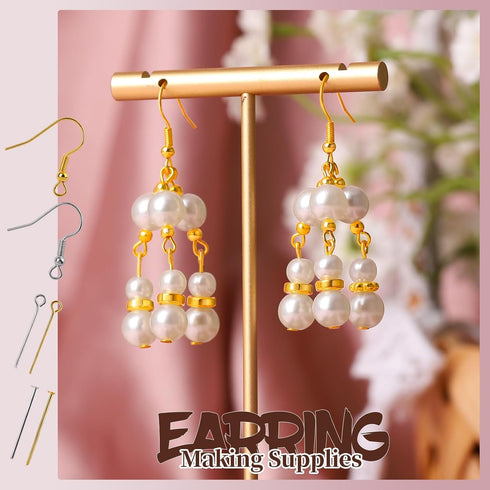 LEOBRO 1200PCS Jewelry Making Supplies, Jump Rings for Jewelry Making, Earring Hooks Earring Findings for Jewelry Making, Silver Gold Jump Rings, ...