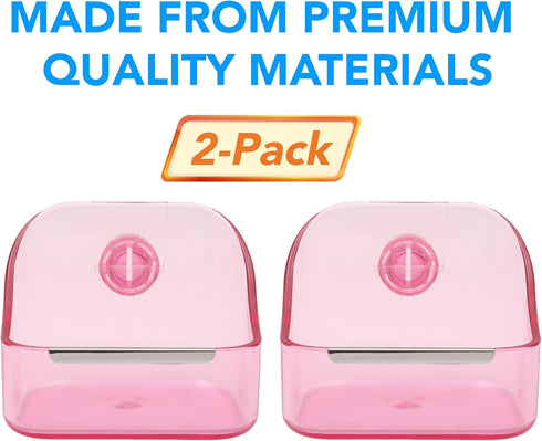 (2 Pack) 5" x 3 3/4" x 4" CalPalmy Pink Food and Water Bowl for Rabbit, Chinchilla, Guinea Pig - The Best Tip-Proof, Clip-On Food Dishes for Rabbi...