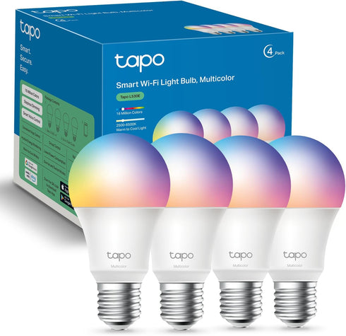 TP-Link Tapo Smart Light Bulbs, 16M Colors RGBW, Dimmable, Compatible with Alexa and Google Home, A19, 60W Equivalent, 800LM CRI>90, 2.4GHz WiFi o...