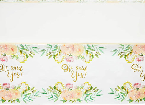 Juvale She Said Yes Table Covers for Bridal Showers (54 x 108 in., 3 Pack) - Bridal Shower Decorations - Engagement Decorations...