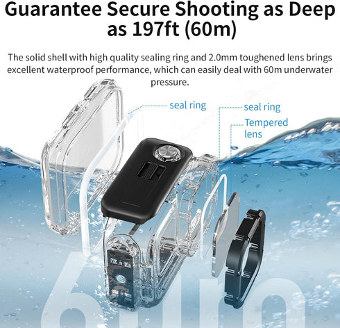 Waterproof Case Underwater Dive Case Protective Shell for Insta360 Ace Pro Action Camera 60M/197FT Diving Housing Cover Shell...